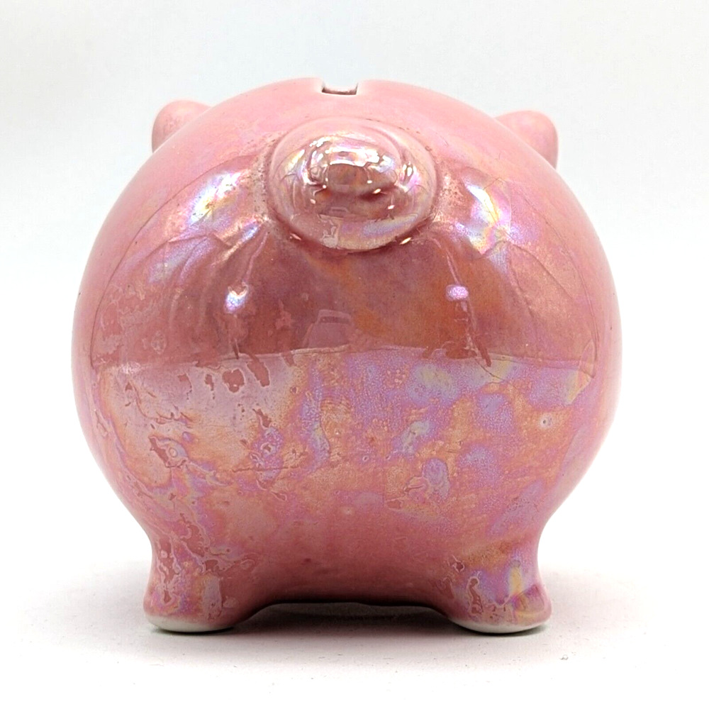 Mid Century Pink Piggy Bank Lusterware Anthropomorphic Coin Bank - Picture 9 of 12